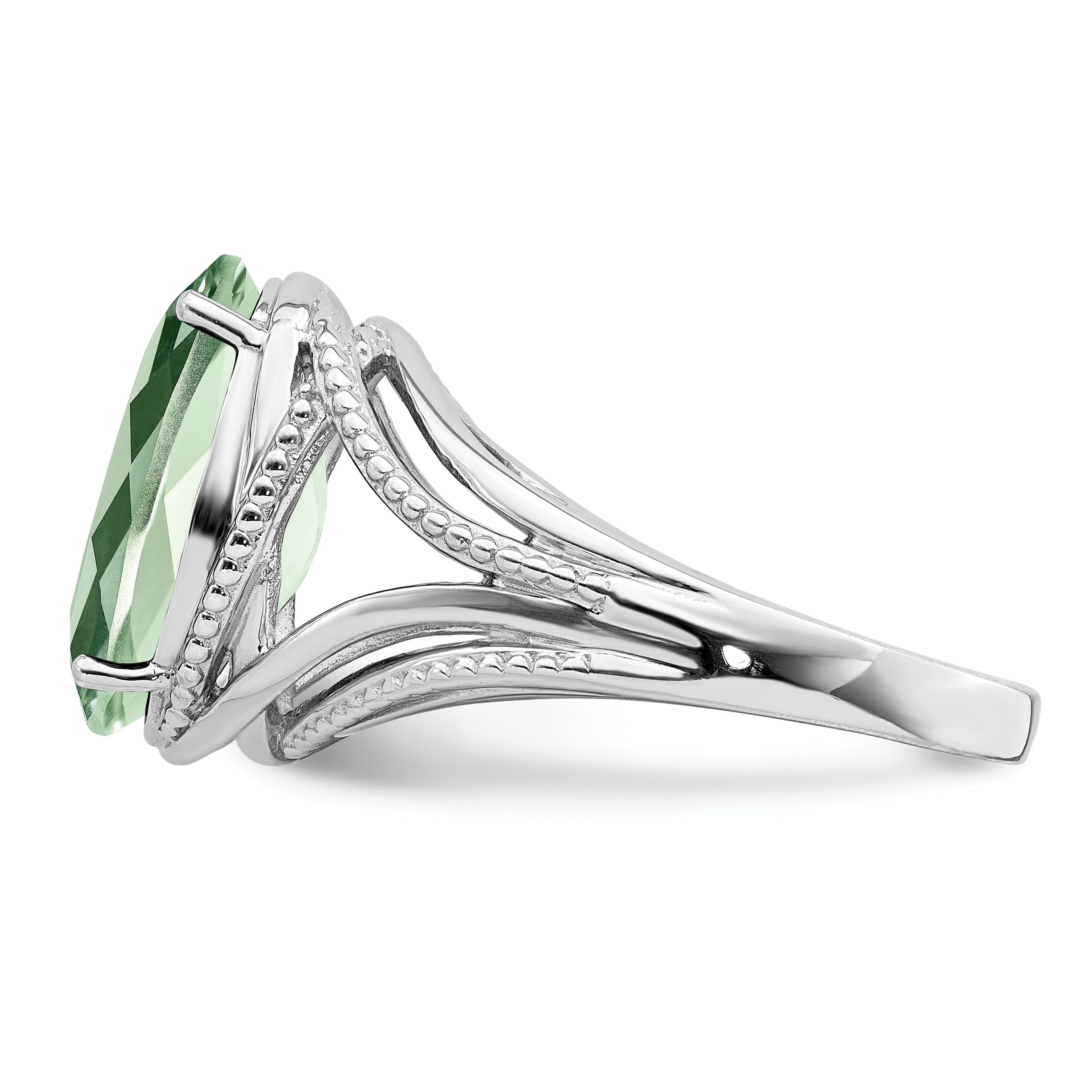 Sterlingsilber Rhodium Grün Quarz Ring