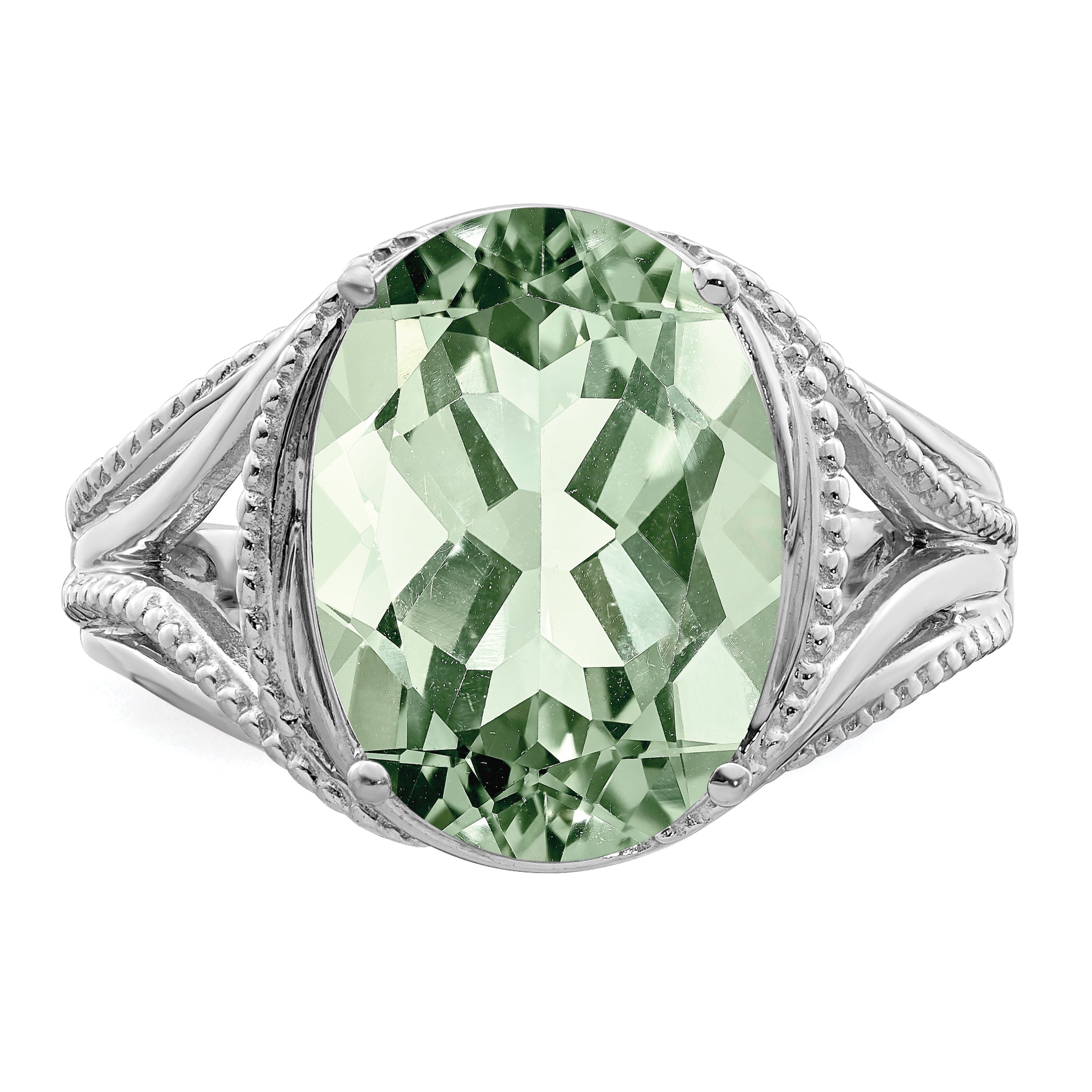 Sterlingsilber Rhodium Grün Quarz Ring