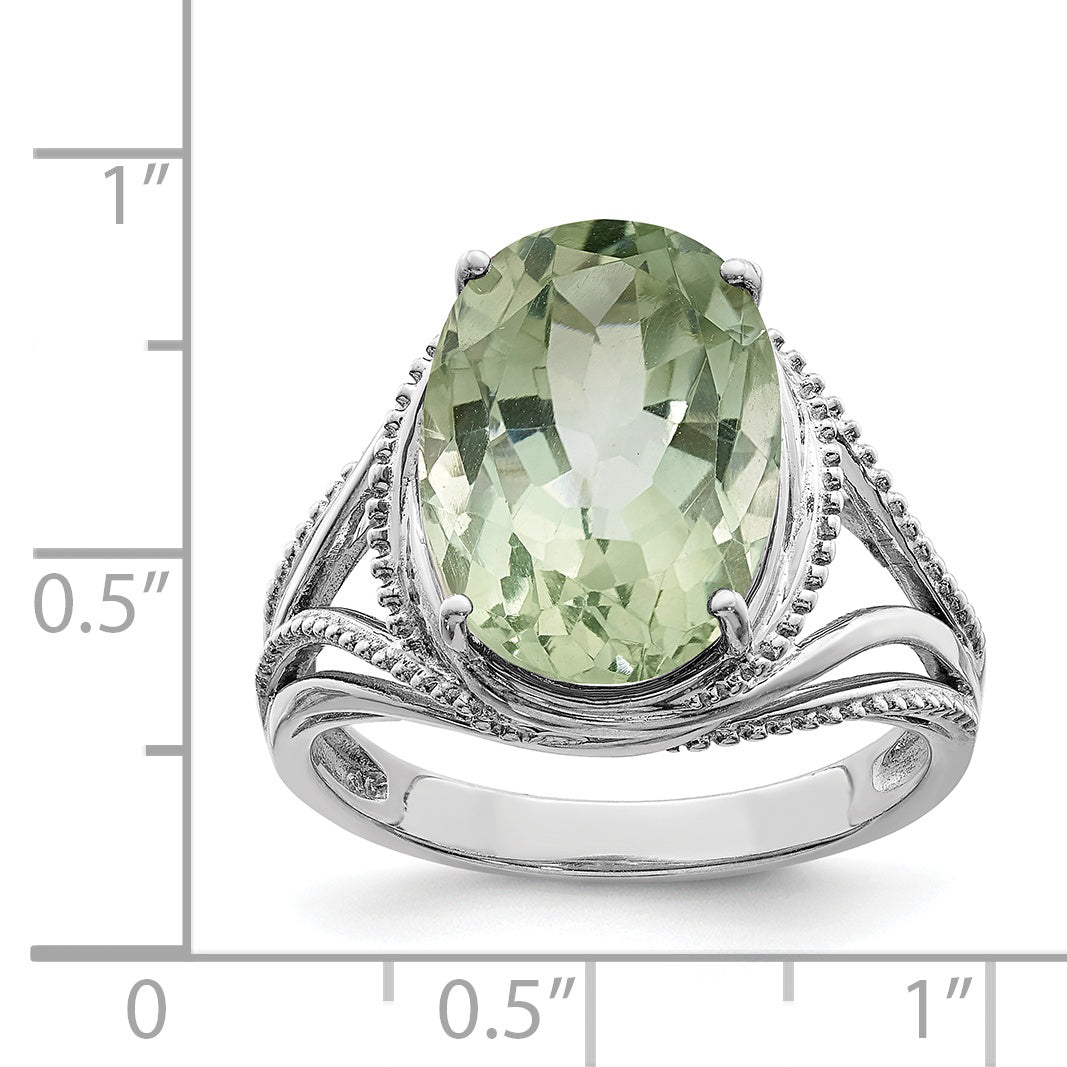 Sterlingsilber Rhodium Grün Quarz Ring