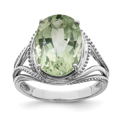 Sterlingsilber Rhodium Grün Quarz Ring