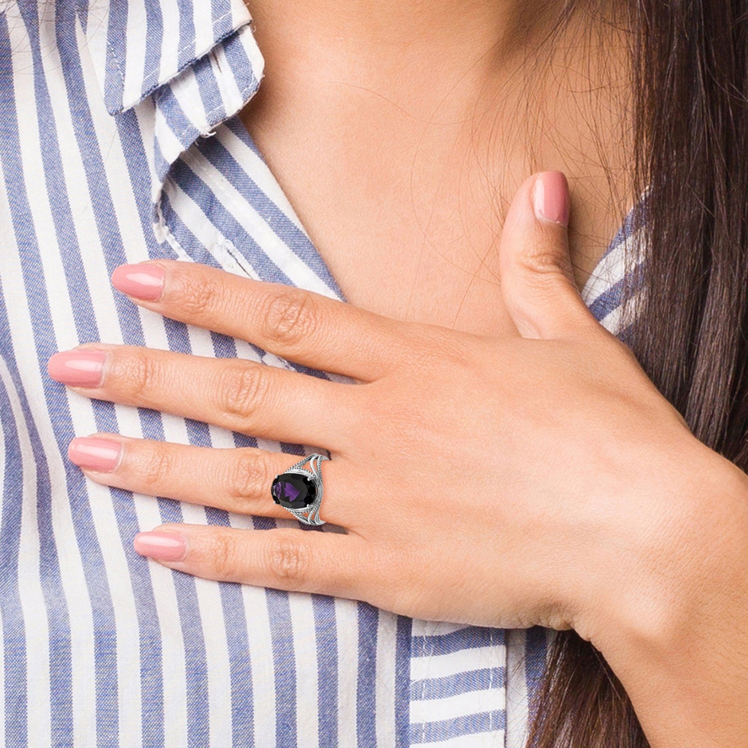 Sterlingsilber Rhodiniert Amethyst Ring