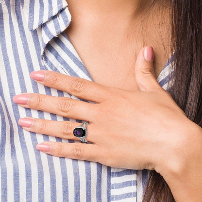Sterlingsilber Rhodiniert Amethyst Ring
