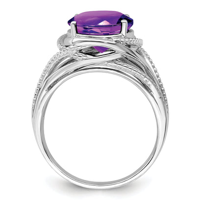 Sterlingsilber Rhodiniert Amethyst Ring