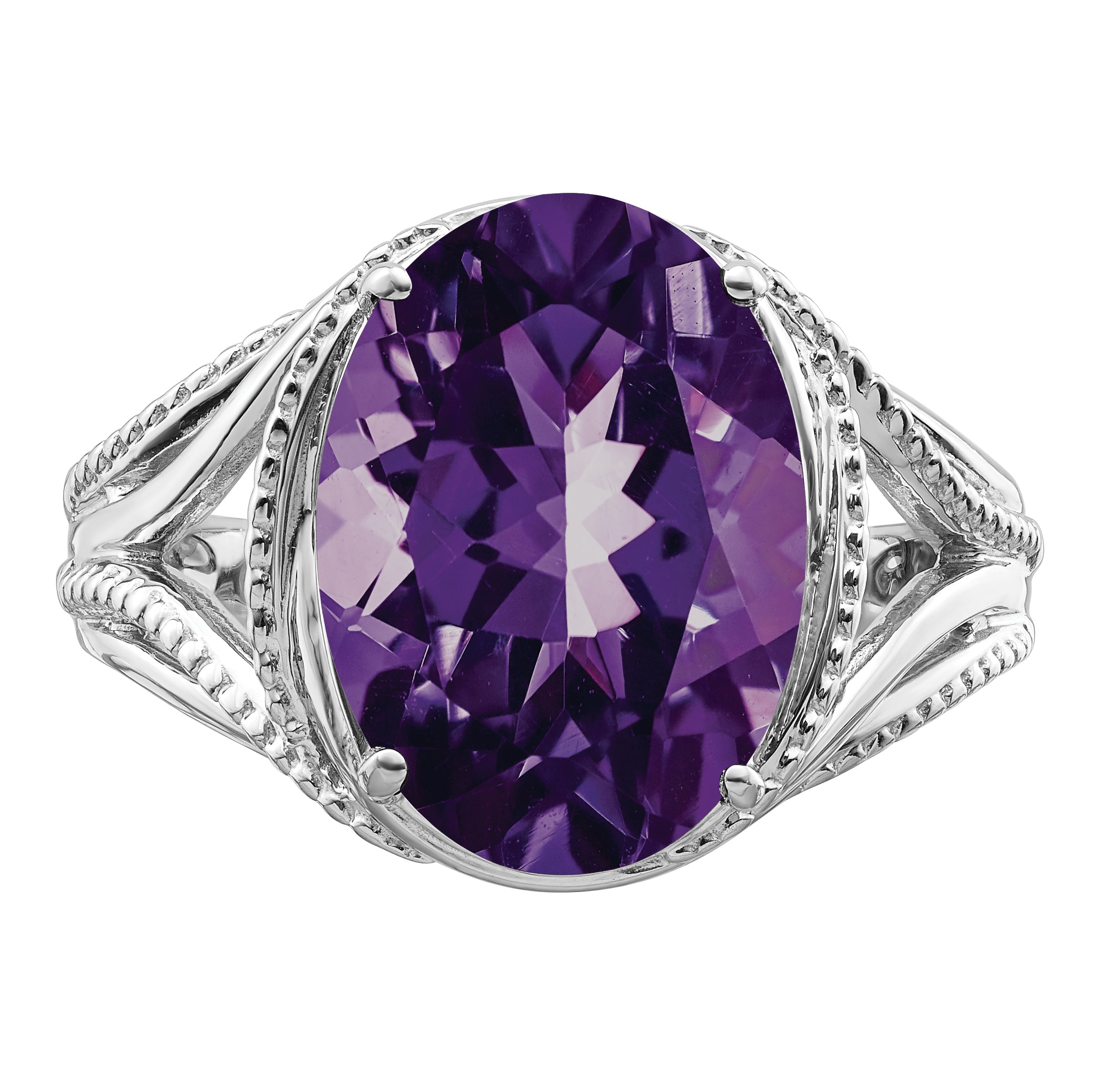 Sterlingsilber Rhodiniert Amethyst Ring