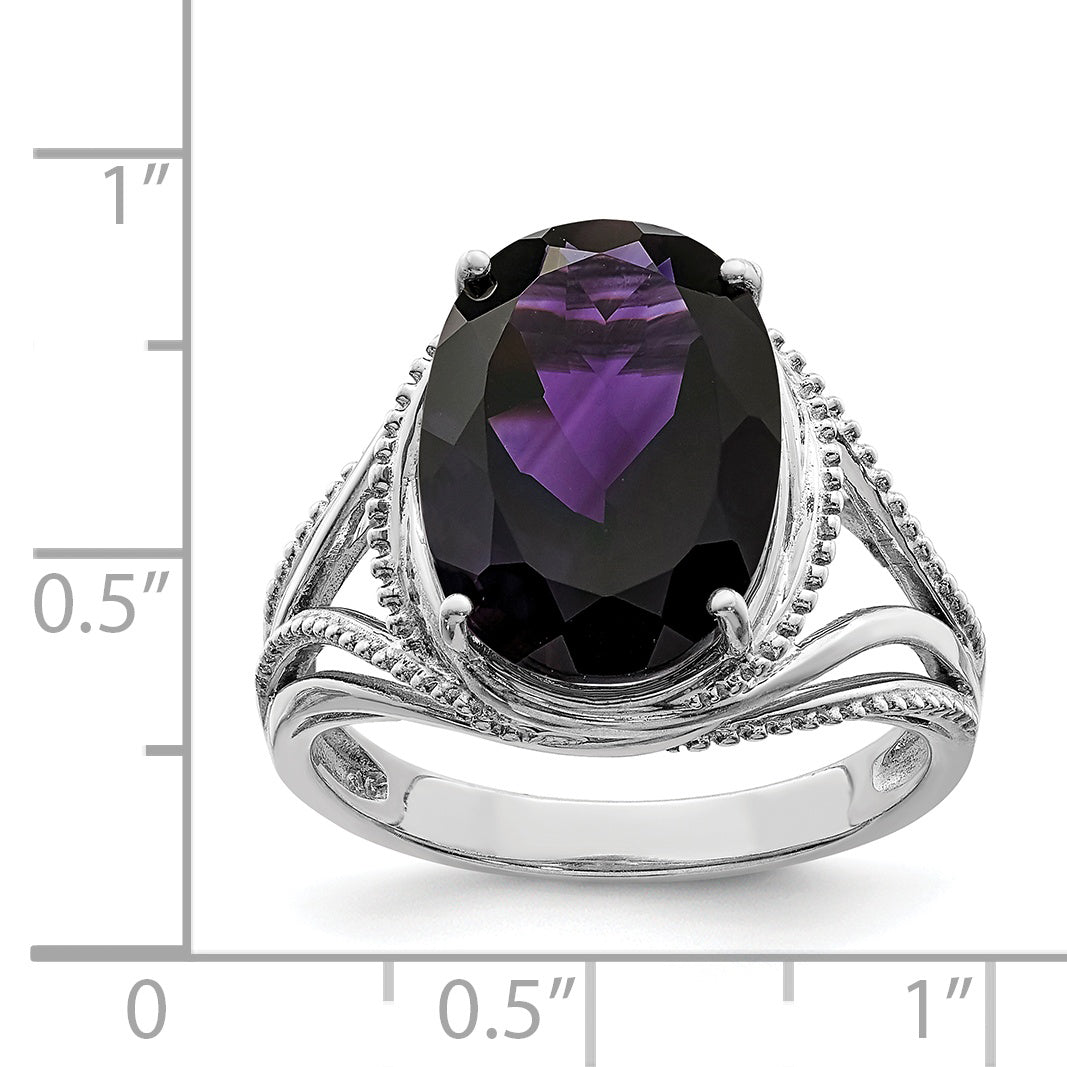 Sterlingsilber Rhodiniert Amethyst Ring