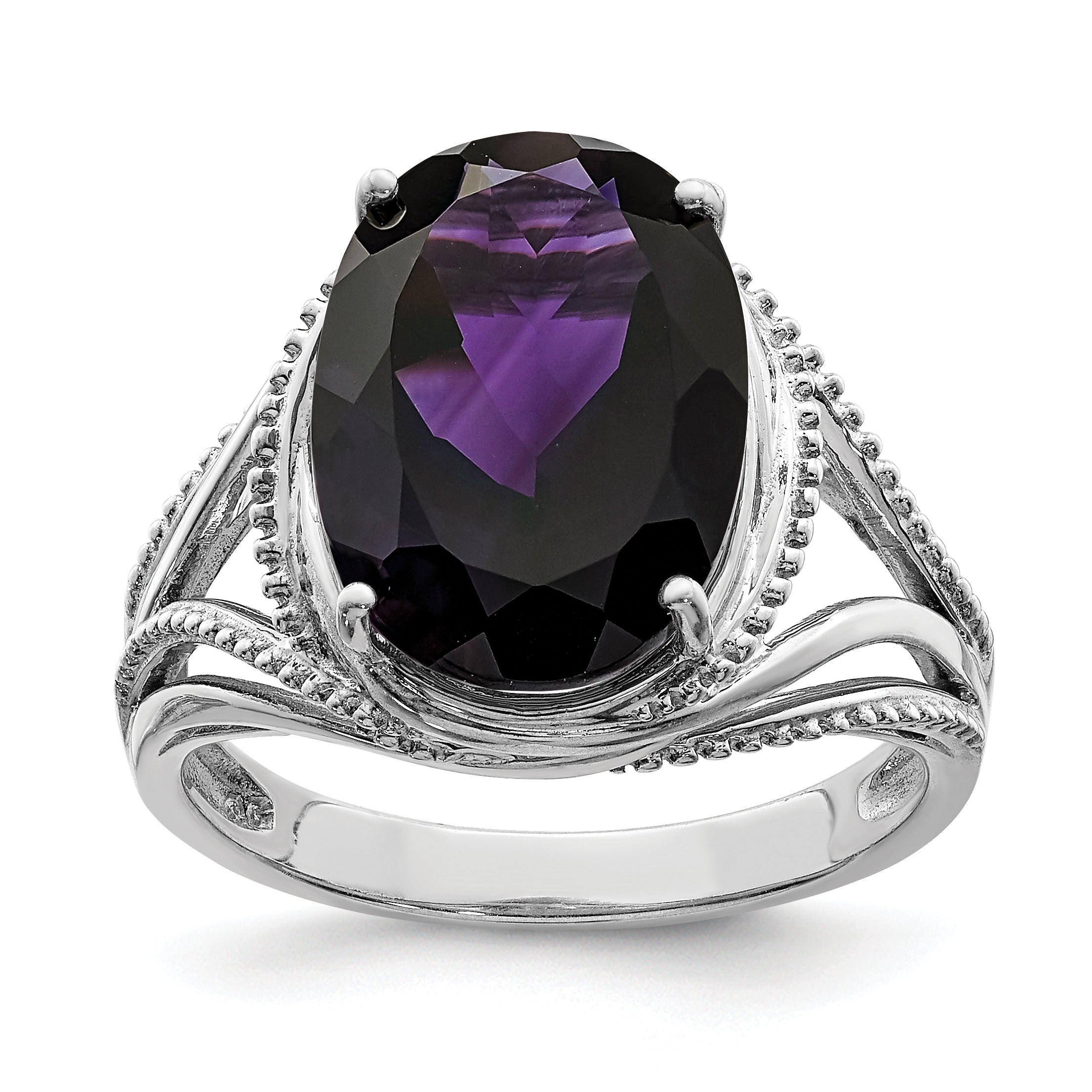 Sterlingsilber Rhodiniert Amethyst Ring