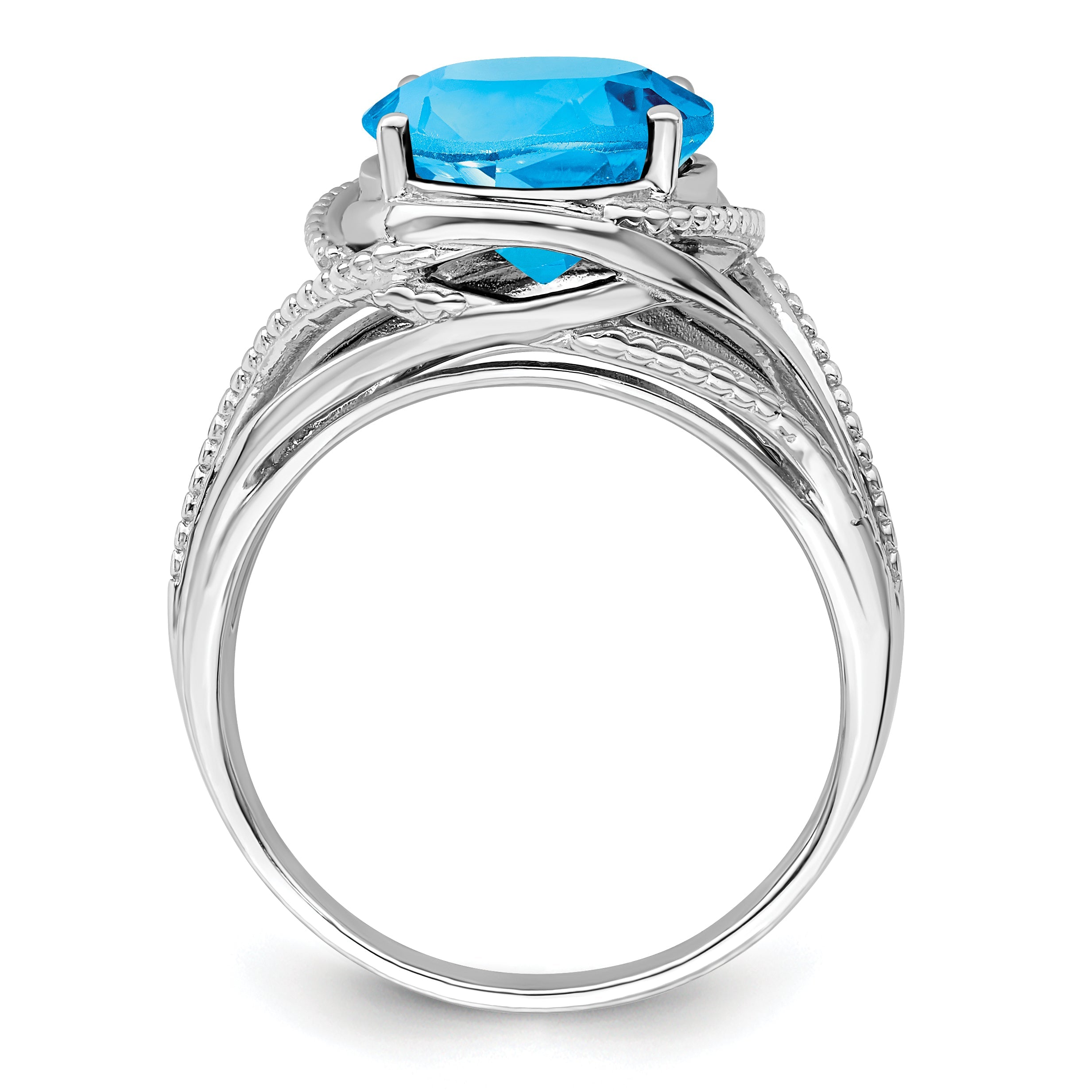 Sterlingsilber Rhodium Blautopas Ring