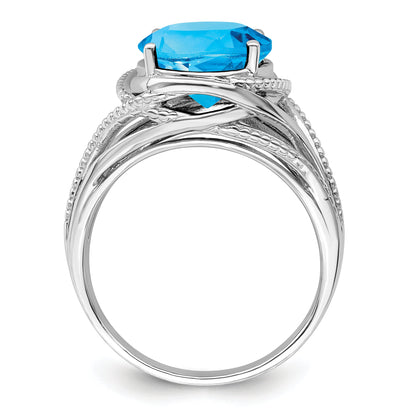 Sterlingsilber Rhodium Blautopas Ring