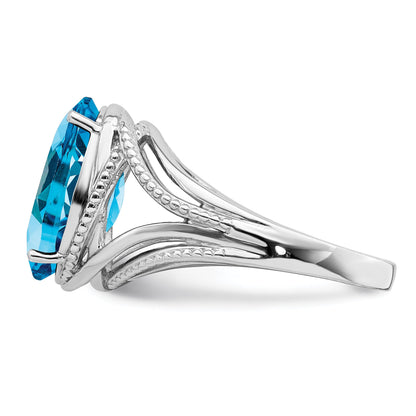 Sterlingsilber Rhodium Blautopas Ring