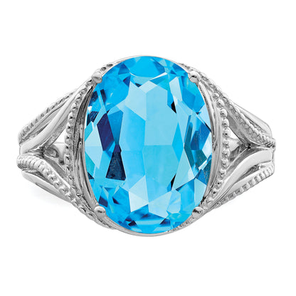 Sterlingsilber Rhodium Blautopas Ring