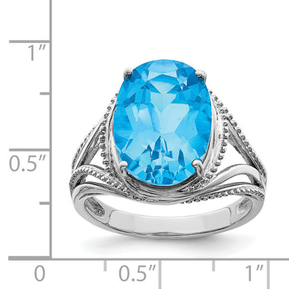 Sterlingsilber Rhodium Blautopas Ring