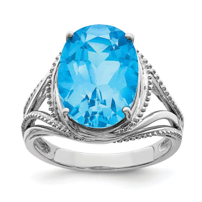 Sterlingsilber Rhodium Blautopas Ring