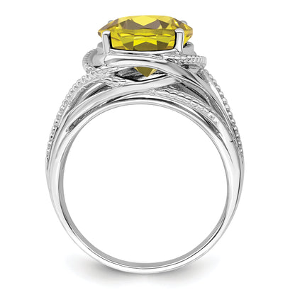 Sterlingsilber Rhodium Zitrone Quarz Ring