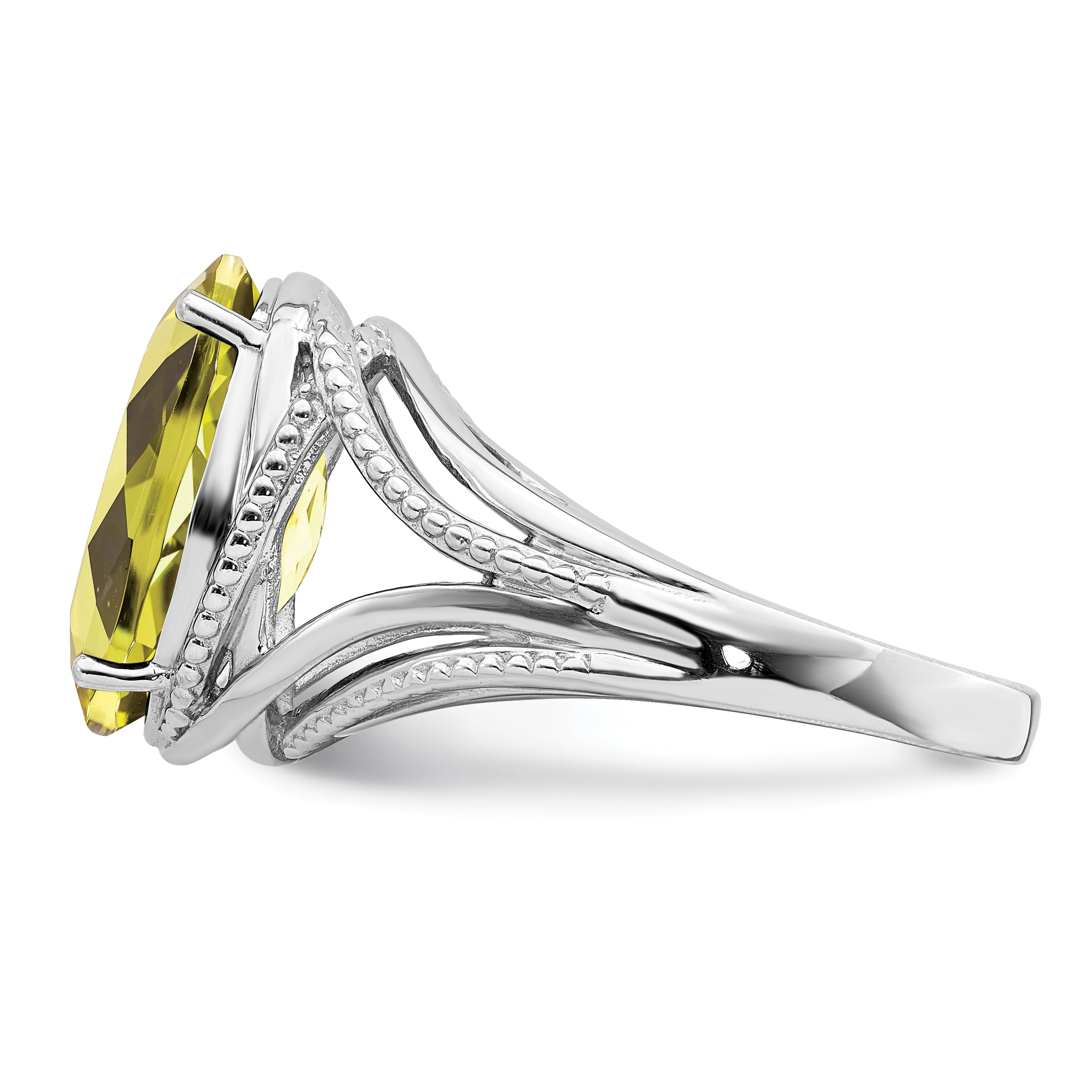 Sterlingsilber Rhodium Zitrone Quarz Ring