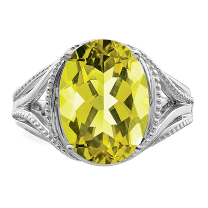 Sterlingsilber Rhodium Zitrone Quarz Ring