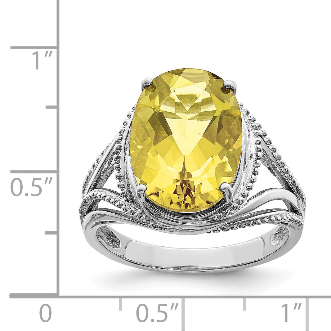 Sterlingsilber Rhodium Zitrone Quarz Ring