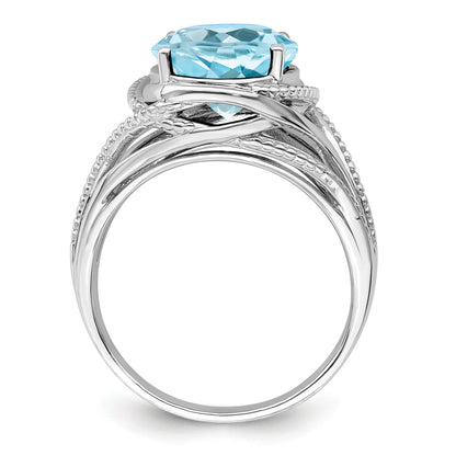 Sterlingsilber Rhodium Himmel Blautopas Ring