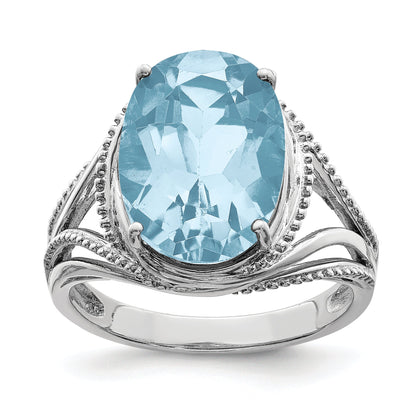 Sterlingsilber Rhodium Himmel Blautopas Ring
