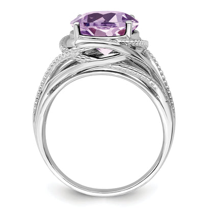 Sterlingsilber Rhodium Rosa Quarz Ring
