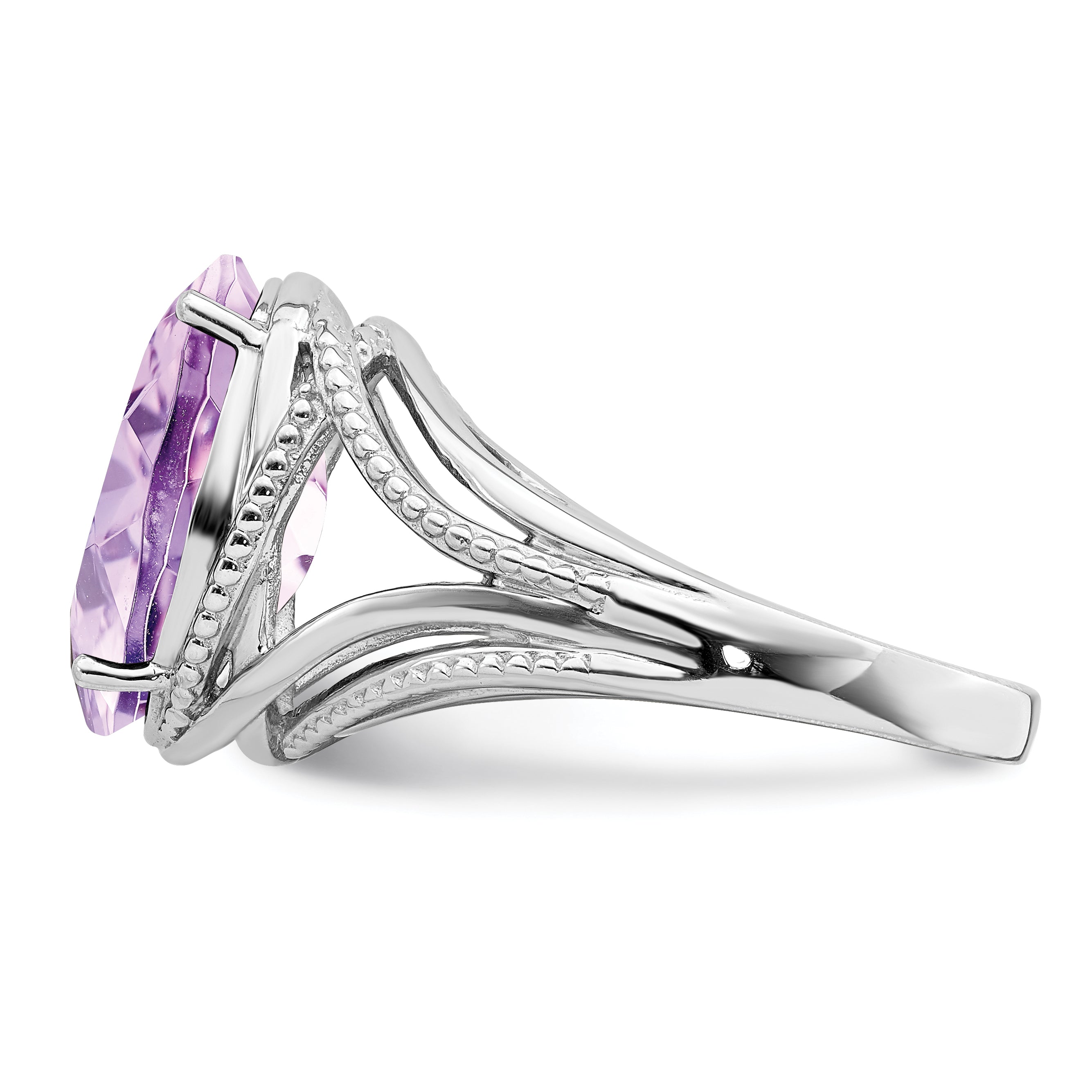 Sterlingsilber Rhodium Rosa Quarz Ring