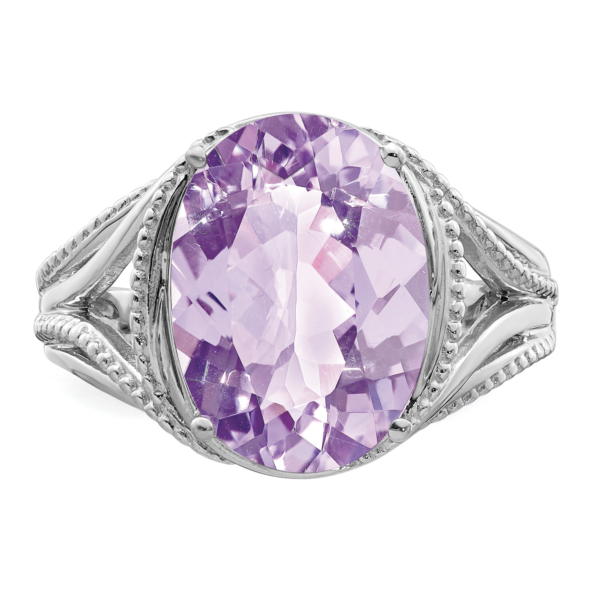 Sterlingsilber Rhodium Rosa Quarz Ring