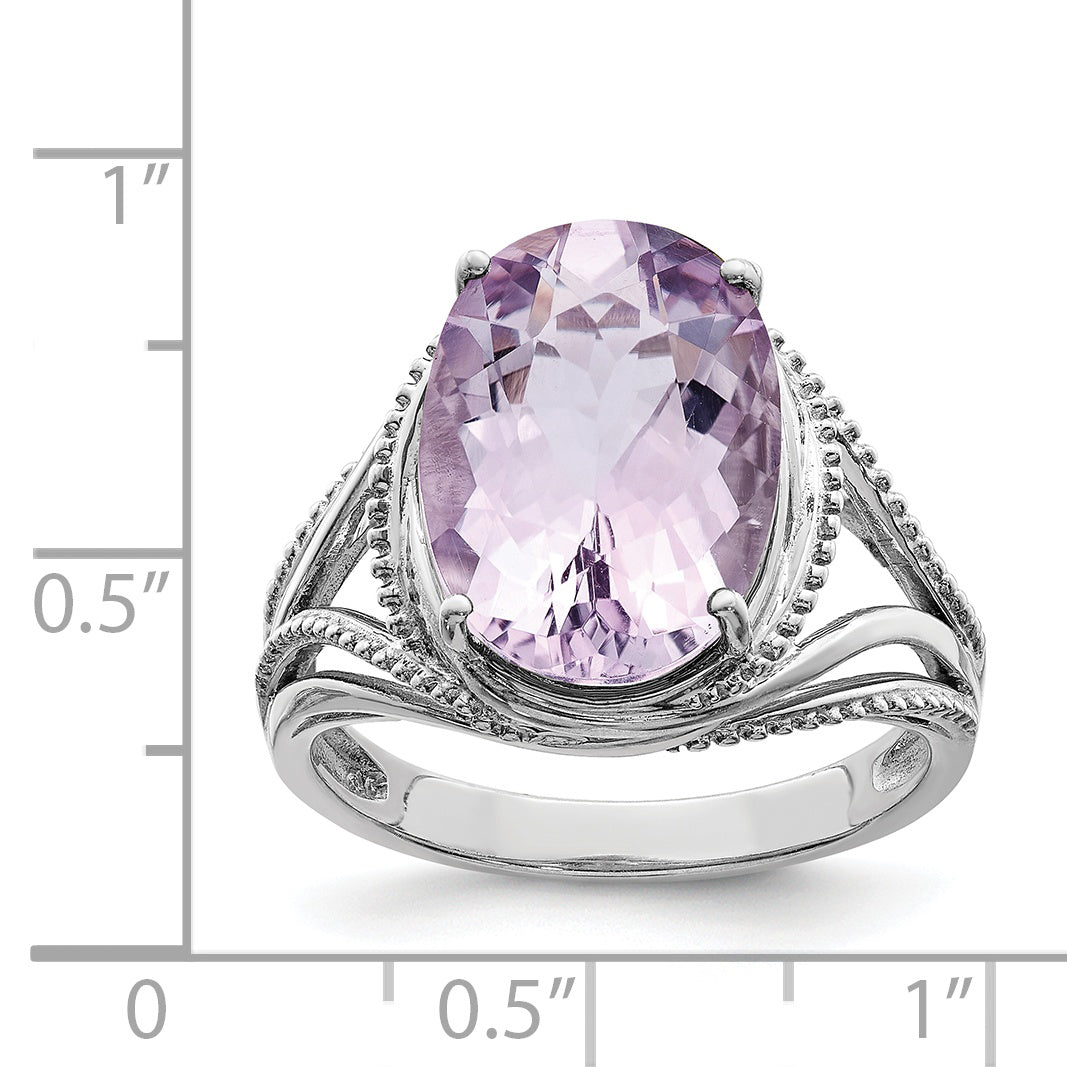 Sterlingsilber Rhodium Rosa Quarz Ring
