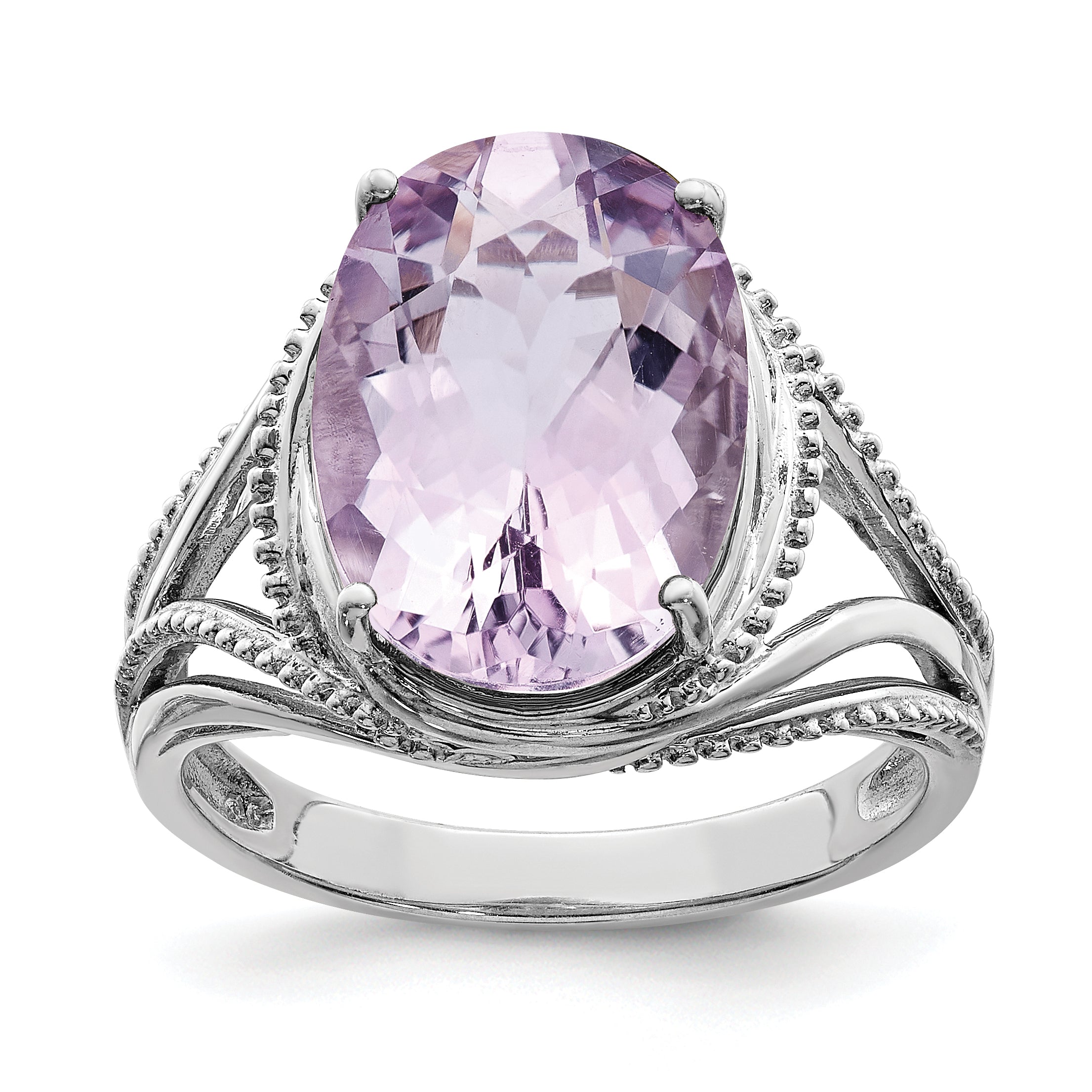 Sterlingsilber Rhodium Rosa Quarz Ring