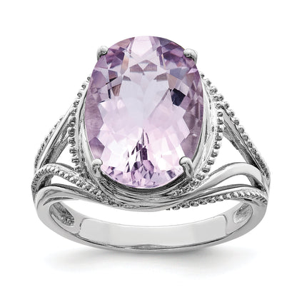 Sterlingsilber Rhodium Rosa Quarz Ring