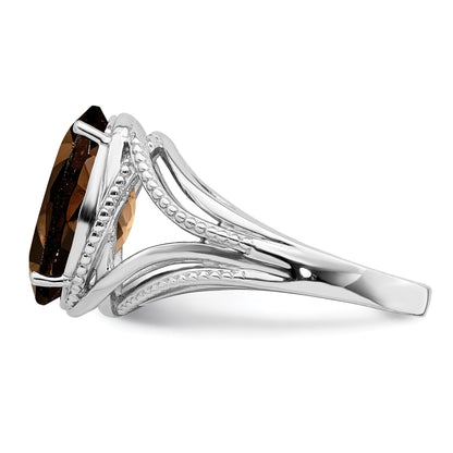 Sterlingsilber Rhodium Rauch Quarz Ring