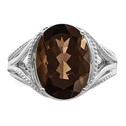 Sterlingsilber Rhodium Rauch Quarz Ring