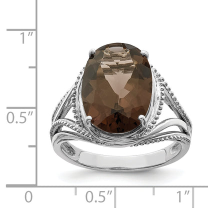 Sterlingsilber Rhodium Rauch Quarz Ring