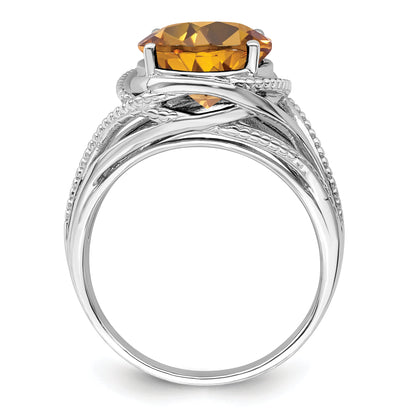 Sterlingsilber Rhodium Whiskey Quarz Ring