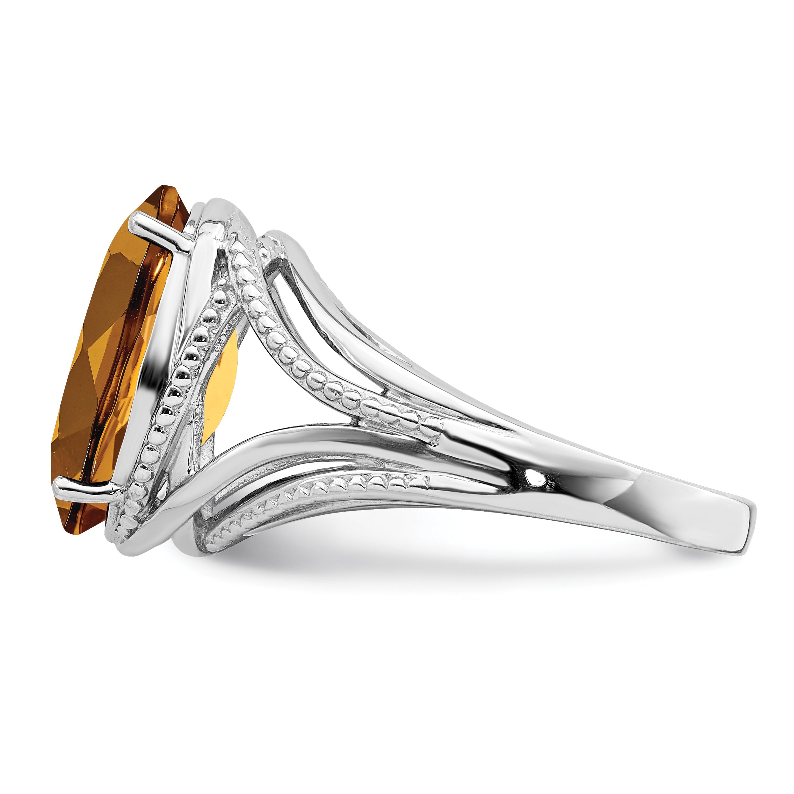 Sterlingsilber Rhodium Whiskey Quarz Ring