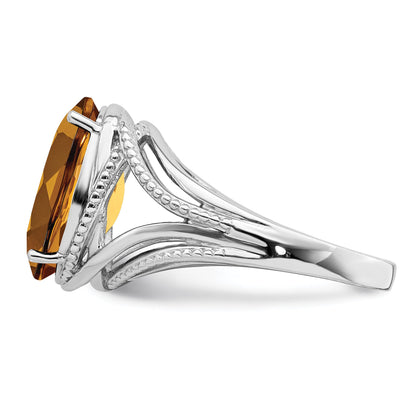 Sterlingsilber Rhodium Whiskey Quarz Ring