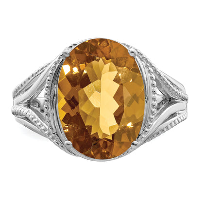 Sterlingsilber Rhodium Whiskey Quarz Ring