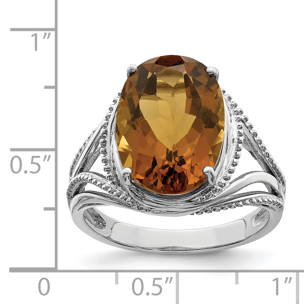 Sterlingsilber Rhodium Whiskey Quarz Ring