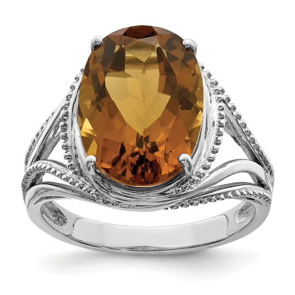 Sterlingsilber Rhodium Whiskey Quarz Ring