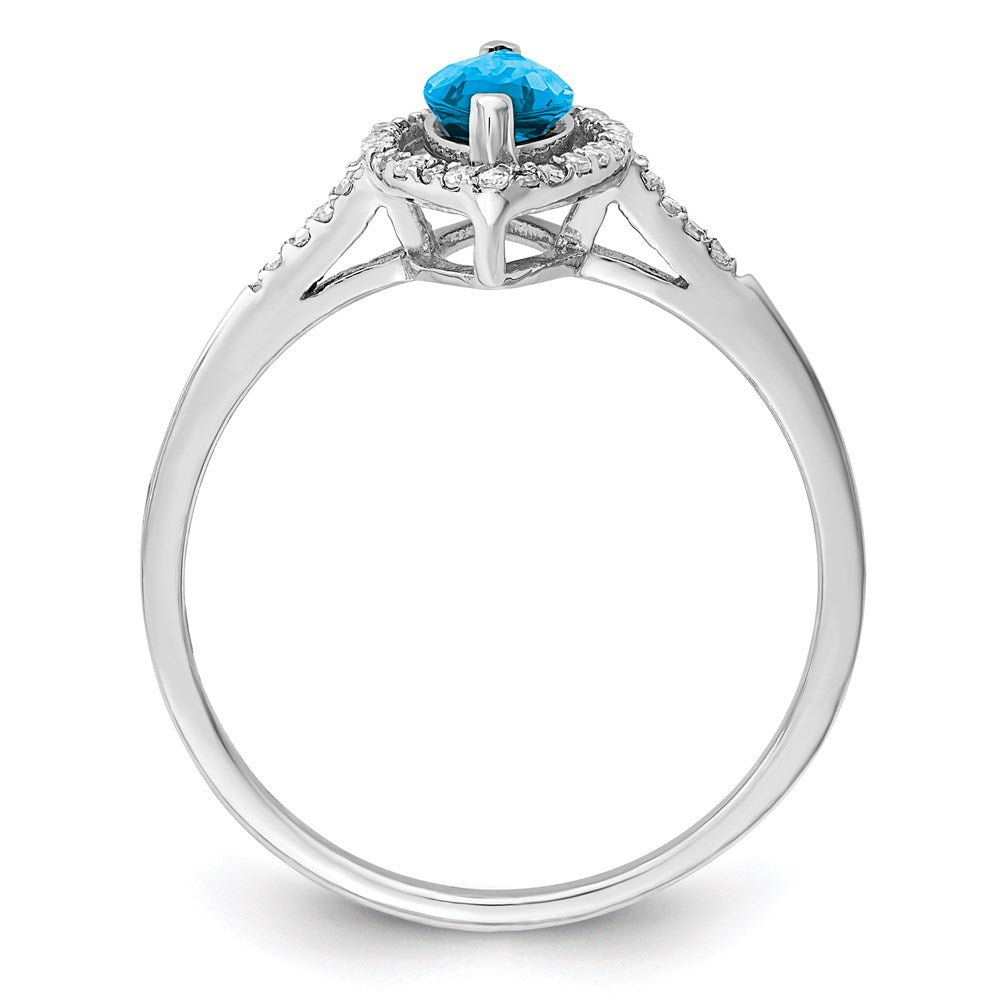 Sterlingsilber Rhodium Blautopas & Diamant Ring (size 6 Nur)