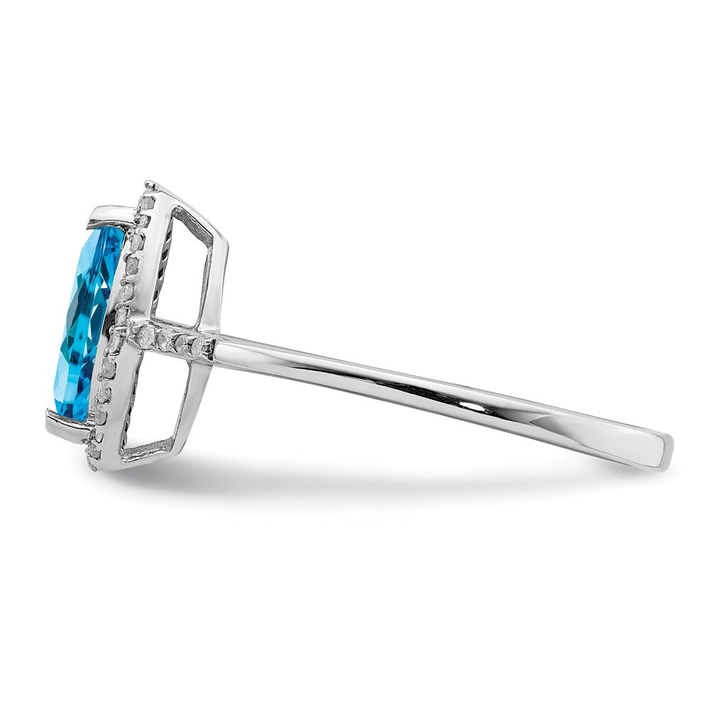 Sterlingsilber Rhodium Blautopas & Diamant Ring (size 6 Nur)
