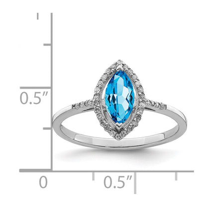 Sterlingsilber Rhodium Blautopas & Diamant Ring (size 6 Nur)
