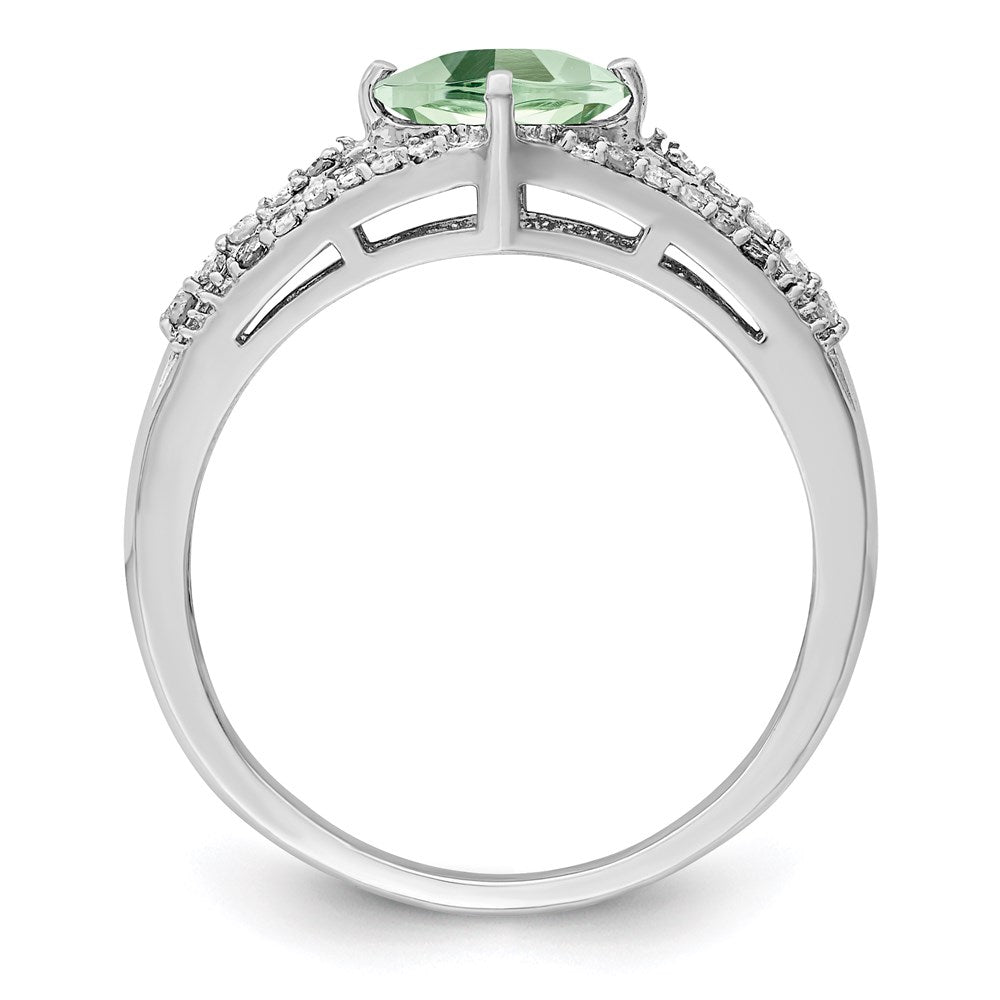 Sterlingsilber Rhodium Grün Quarz & Diamant Ring (size 7 Nur)