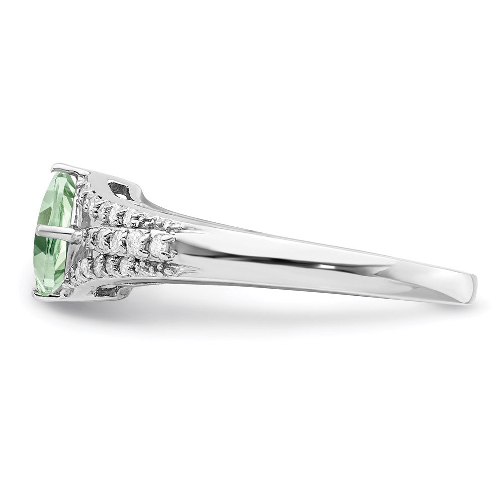 Sterlingsilber Rhodium Grün Quarz & Diamant Ring (size 7 Nur)