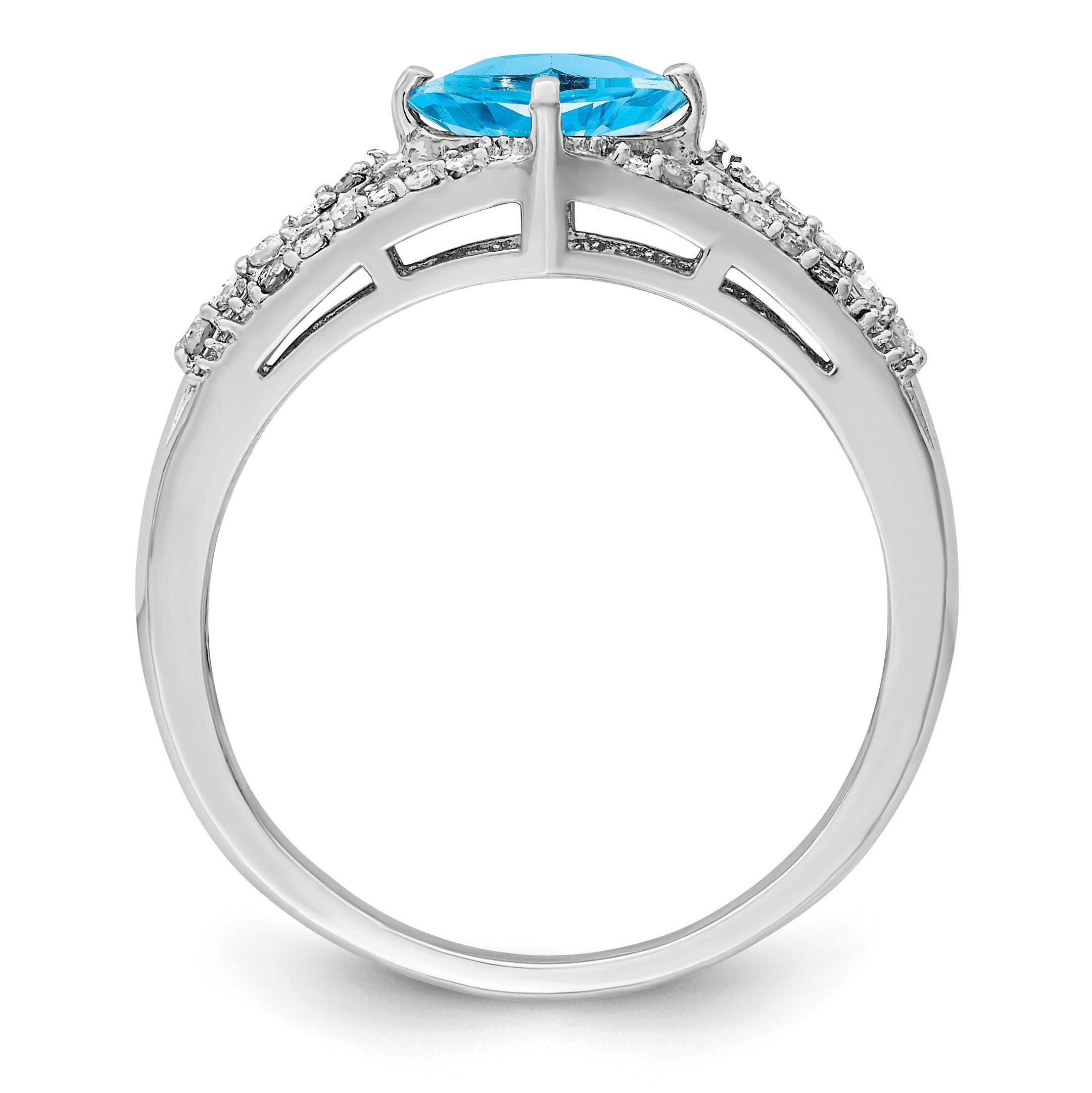 Sterlingsilber Rhodium Blautopas & Diamant Ring (size 7 Nur)