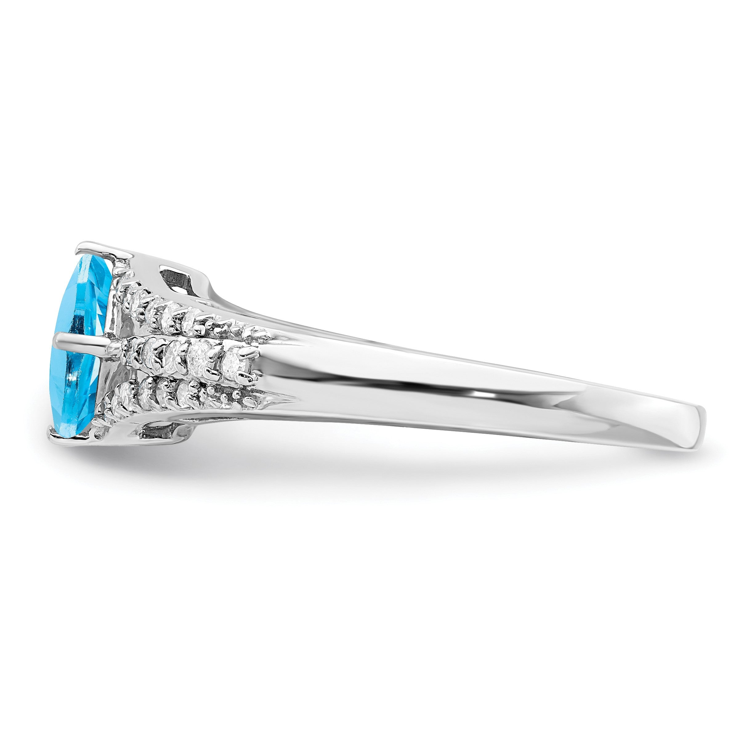 Sterlingsilber Rhodium Blautopas & Diamant Ring (size 7 Nur)