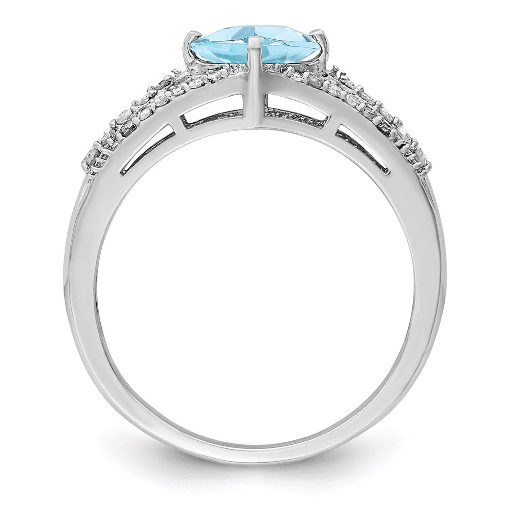 Sterlingsilber Rhodium Diamant & Himmel Blautopas Ring (size 6 Nur)