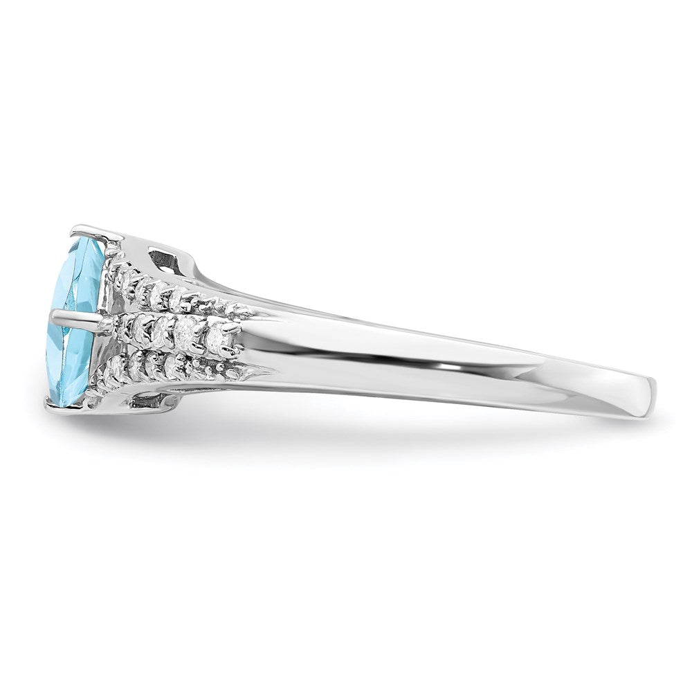 Sterlingsilber Rhodium Diamant & Himmel Blautopas Ring (size 6 Nur)