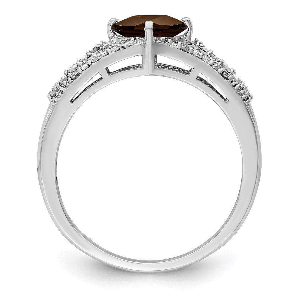 Sterlingsilber Rhodium Rauch Quarz & Diamant Ring (size 7 Nur)