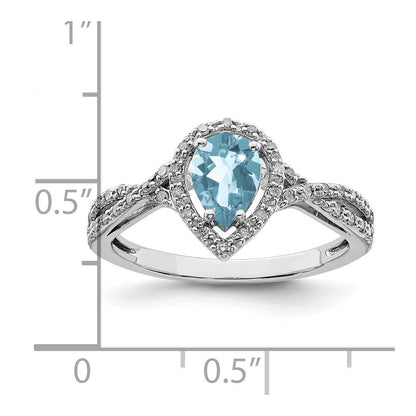 Sterlingsilber Rhodium Diamant & Himmel Blautopas Ring (size 6 Nur)