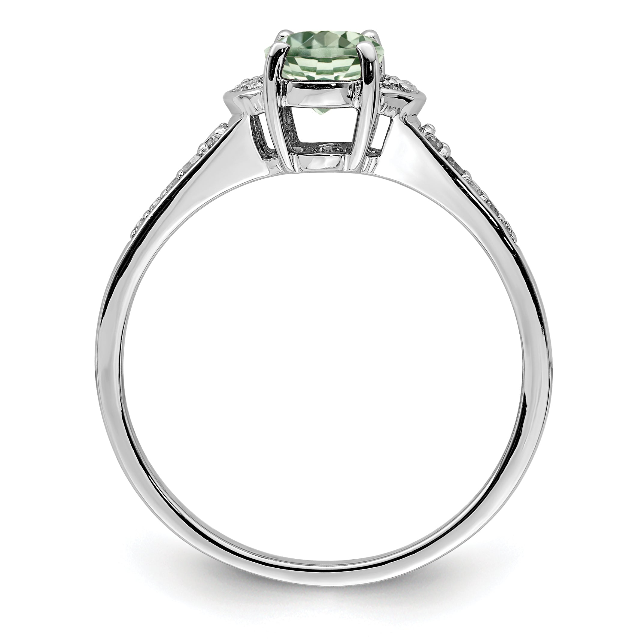 Sterlingsilber Rhodium Grün Quarz & Diamant Ring