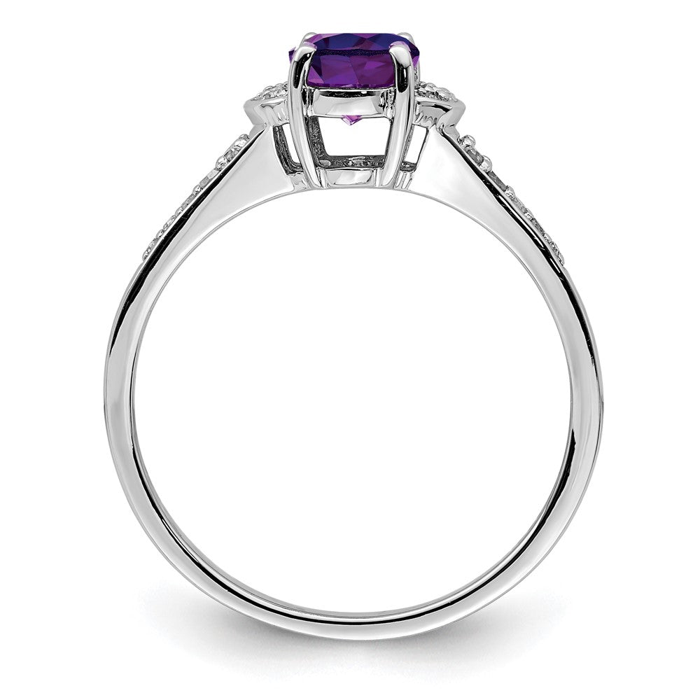 Sterlingsilber Rhodiniert Diamant & Amethyst Ring